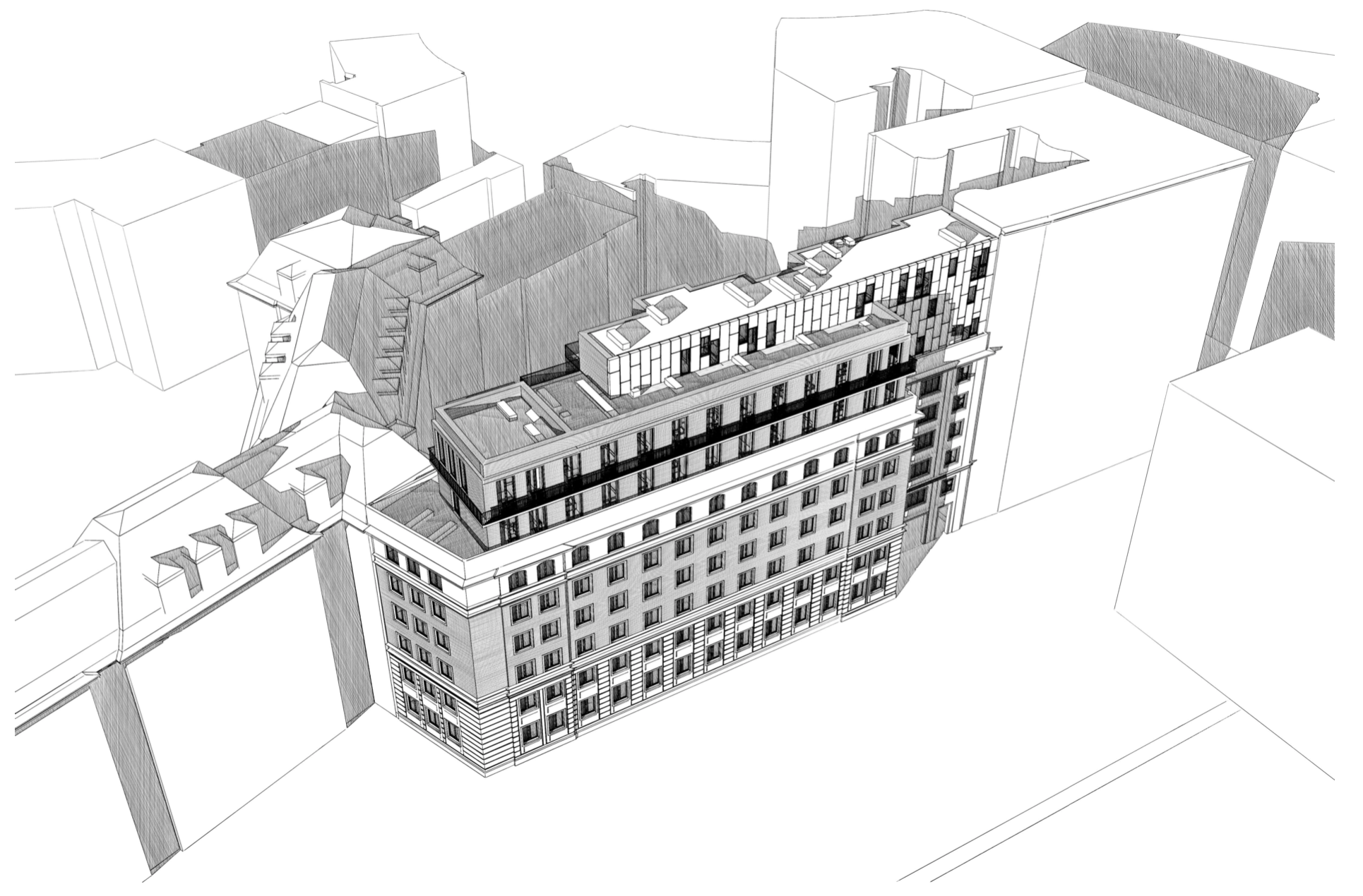 Koncepcja nadbudowy budynku wielorodzinnego przy al. Wyzwolenia w Warszawie