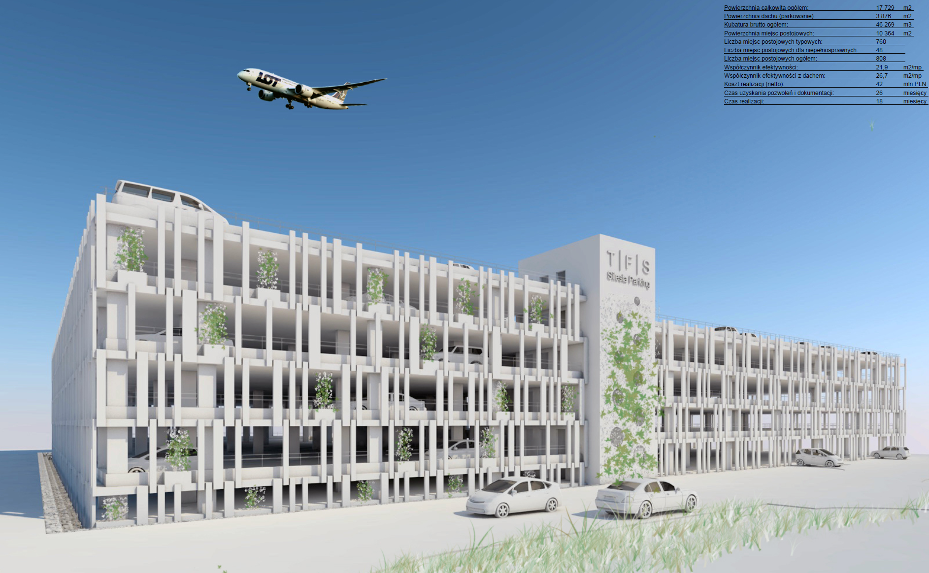 Studium garażu wielostanowiskowego w sąsiedztwie Portu Lotniczego Warszawa - Okęcie